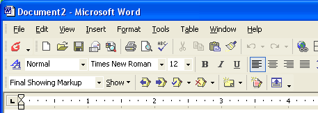 Example Word toolbars, stacked three high.