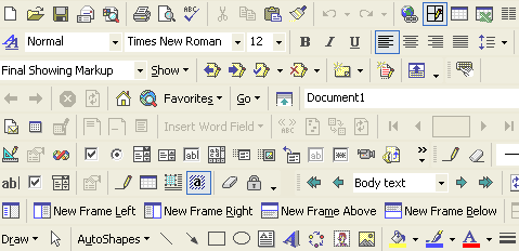 Word with 8+ additional toolbars