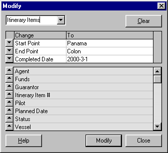 Dialog with a list of attributes each with a space to enter a new value