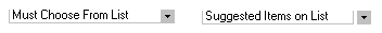 Combo boxes with and without whitespace between text and button portions.