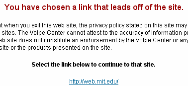 'You have chosen a link that leads off of the site.' Click for full size.