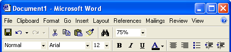 Word 2003 menu bar organized like Word 2007 Ribbon